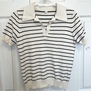 White stripe polo shortsleeve shirt (size S)